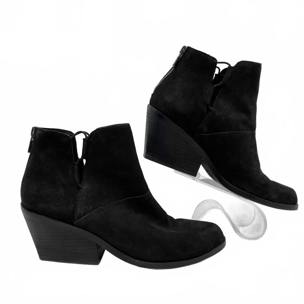Eileen Fisher Black Lace Up Ankle Boots Side Heeled | Womens 8.5